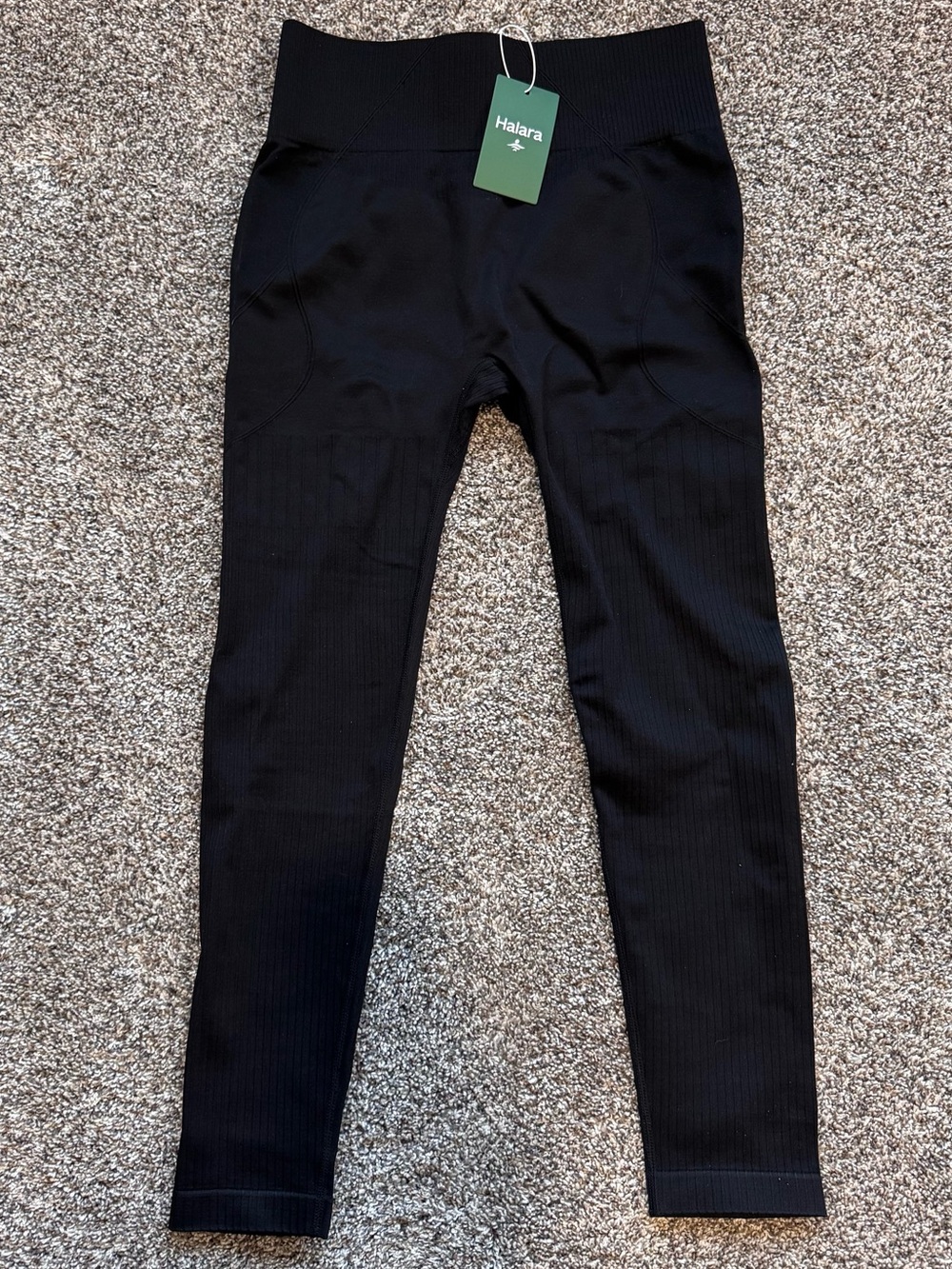 NEW Women’s Large HALARA Black Ribbed Athletic Leggings